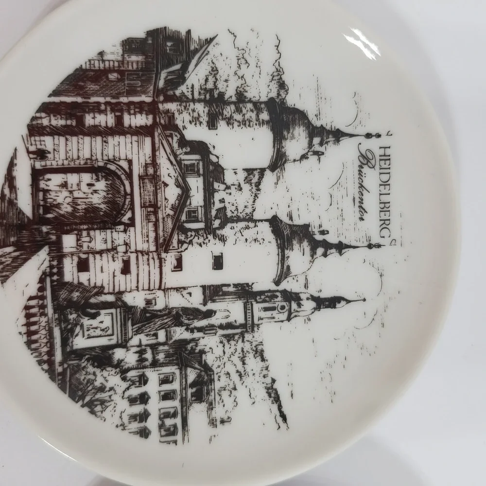 Royal Porzellan Bavaria KPM Coasters Set of 6 White Black Germany 4in Landmarks